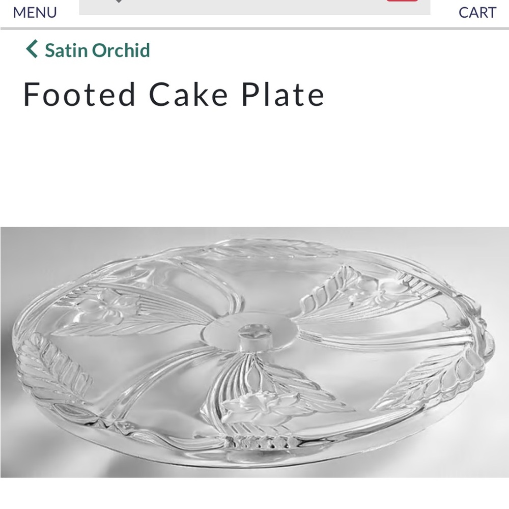 Mikasa Satin Orchid Footed Cake Plate - Clear